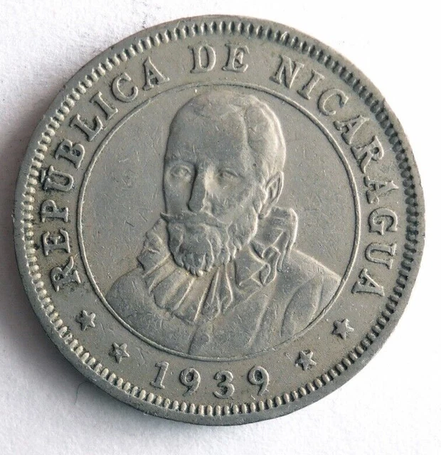 1939 NICARAGUA 10 CENTAVOS - Excellent Coin - FREE SHIP - Vintage Bin #25