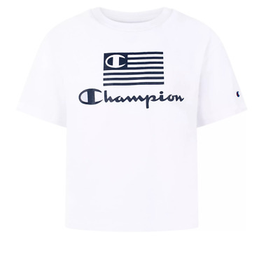 Champion Youth Girls' Americana Flag Boxy Graphic T-Shirt XL White 7881CG