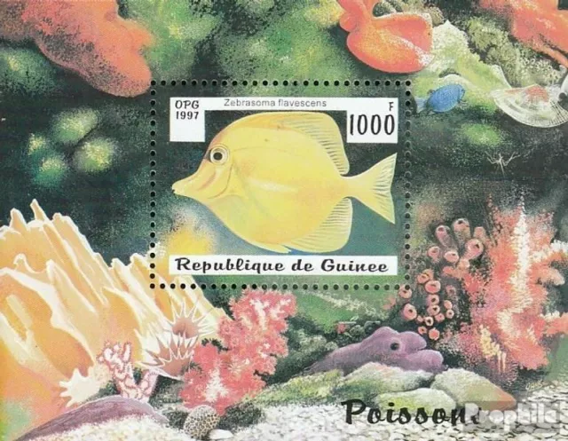 Guinea Bloque 510 nuevo con goma original 1997 peces