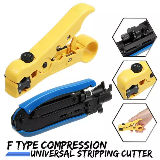 Compression Tool F RG7 RG6 RG11 Connector Cable Coax Coaxial Crimper Stripper