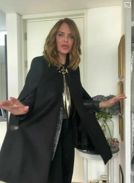 Zara Black Manteco Wool Side Vent Cape Coat Blazer Buckle 4043/304 ASO Trinny XS