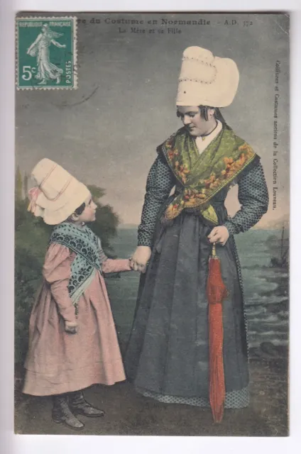 Cpa Normandy 14 - Mother And Daughter In Folklore Headdress Suit 1910 ~C64