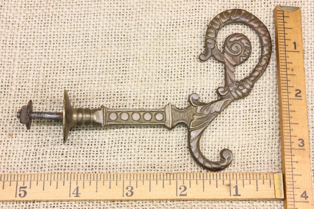 Old Coat Hook Bath Robe Fancy Mirror Cast Brass Leaves Vines 1880’s Mansion 7