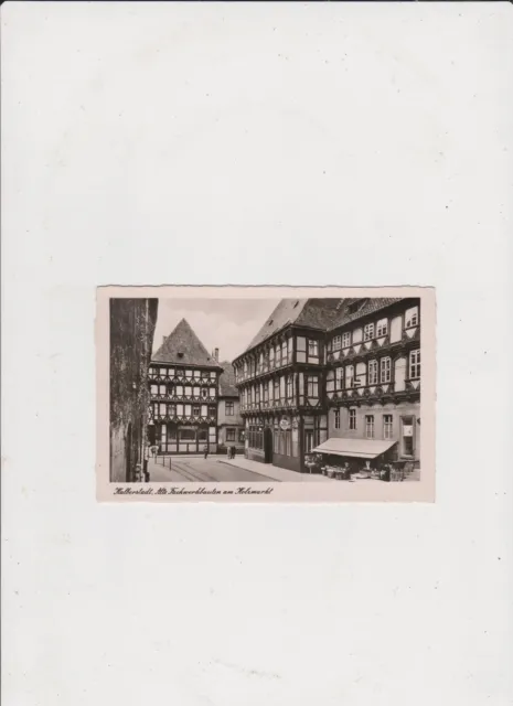 schöne seltene  AK Halberstadt, Alte Fachwerkbauten am Holzmarkt  Stempel 1940
