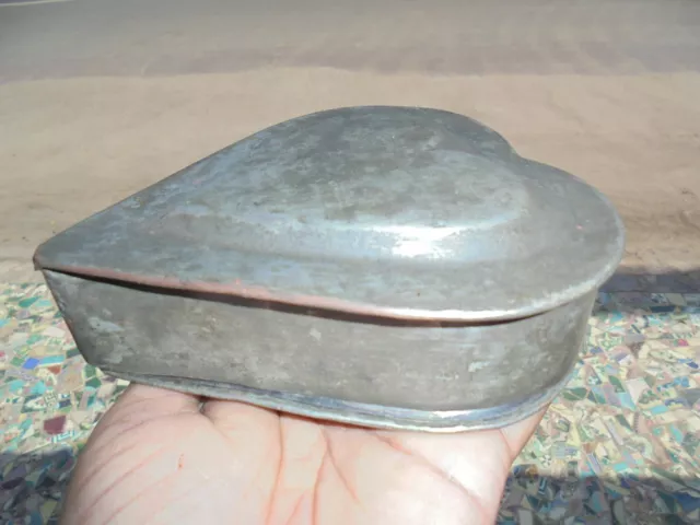 Old Brass Handcrafted Heart Shape Solid Box, Collectible