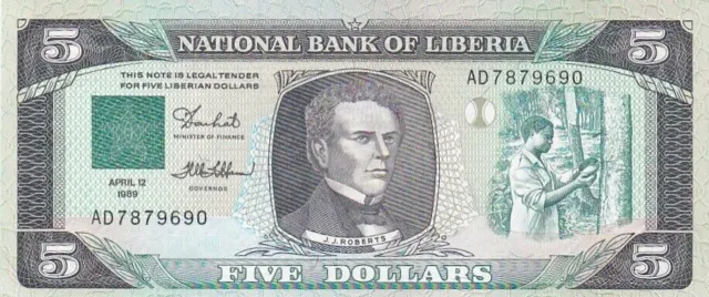 Banknote/Liberia/5 Dollars/Uncirculated/Joseph Jenkins Roberts/Bank of Liberia