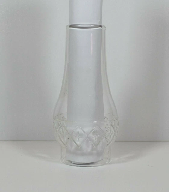 Diamond Pattern Miniature Glass Oil Hurrican Lamp Chimney Globe Shade 5" Height