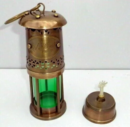 Lampe nautique en laiton antique Lanterne mineure Belle lampe à huile...