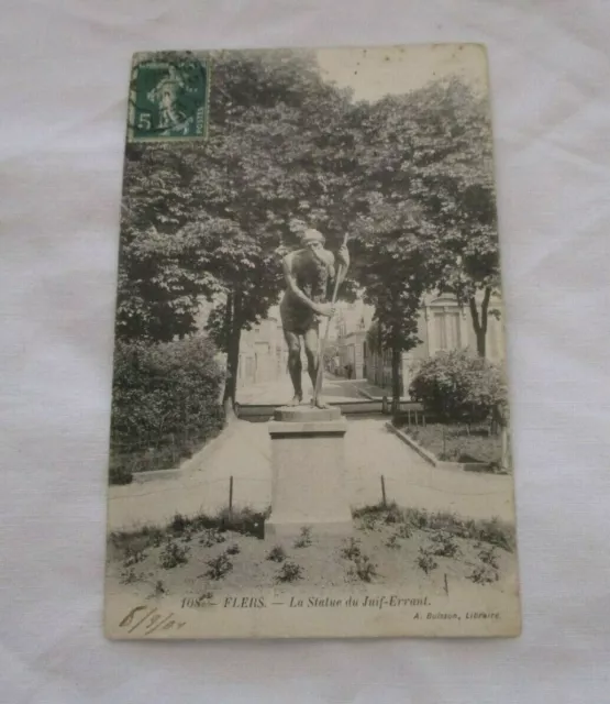 Cpa Dos Vert Orne 61 Flers Statue Du Juif Errant