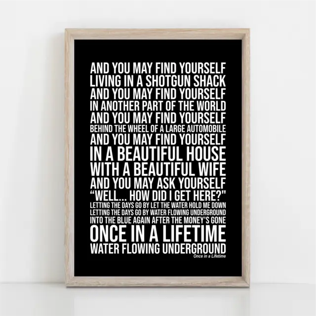 Talking Heads Once in a Lifetime Song Lyrics Poster Print Wall Art
