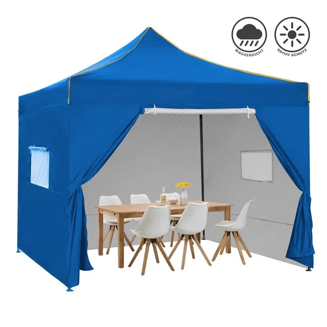 Pavillon Gartenzelt 3 x 3 m WASSERDICHT Partyzelt Pavillion mit 4 Seitenteilen