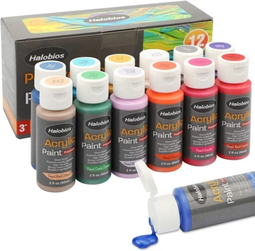 Juego de pintura acrílica Halobios 12 colores (2 oz/60 ml), pinturas artesanales para...