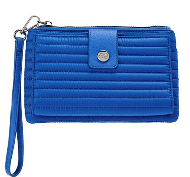 Samantha Brown Luggage Travel To-Go Wristlet Quilted Wallet ~ Cobalt Blue