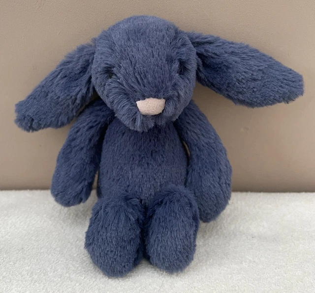 JELLYCAT TINY BABY Navy Bashful Bunny Rabbit Soft Toy Comforter Blue