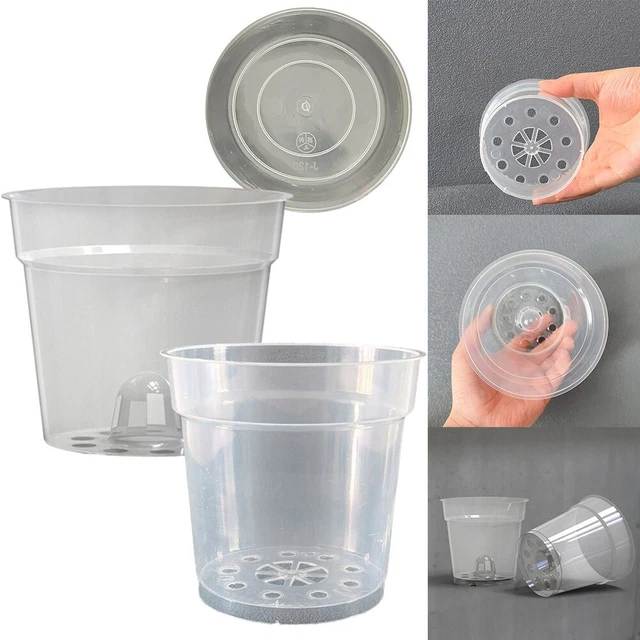 Vaso Per Orchidee In Plastica Trasparente 14 Cm, Con Fori E Scanalature, 1 Pezzo, Ideale Per Drenaggio E Circolazione Aria