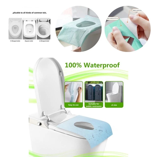 10 piezas Cubierta de asiento de inodoro grande para inodoro entrenamiento de viaje Cubierta de asiento de inodoro desechable