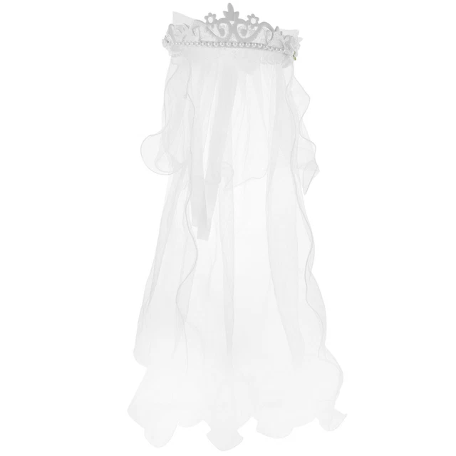 Fiori delicati ragazza velo corona due strati bianco matrimonio comunione capelli