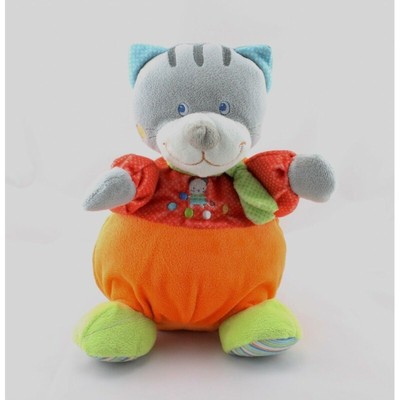 Chat Doudou Doudou plat chat rouge orange pois chat brodé MOTS D'ENFANTS Tigre Lion 