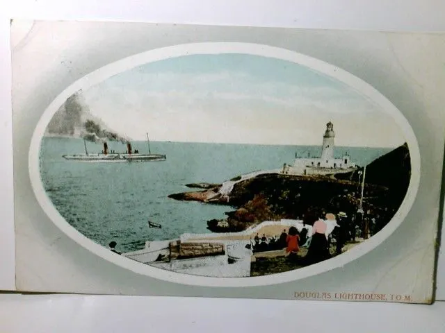 Douglas Lighthouse. Isle of Man. Alte Ansichtskarte / Postkarte farbig, gel. 191
