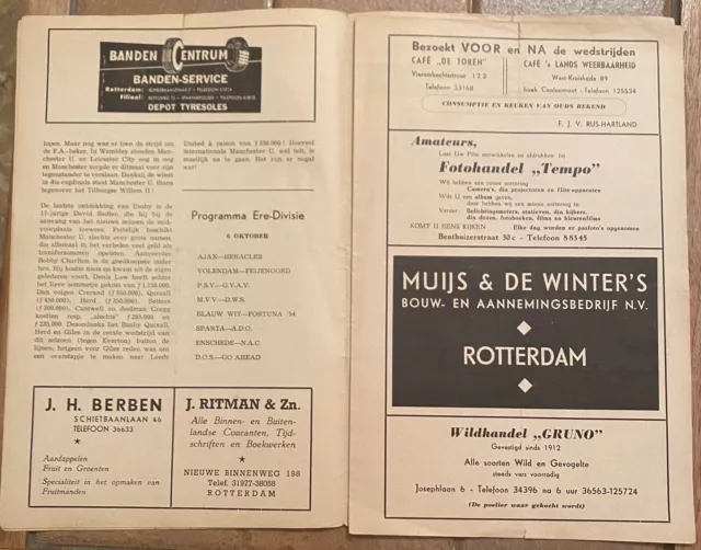 WILLEM II v MANCHESTER UNITED European Cup Winners Cup 1963/1964- Away Programme 2