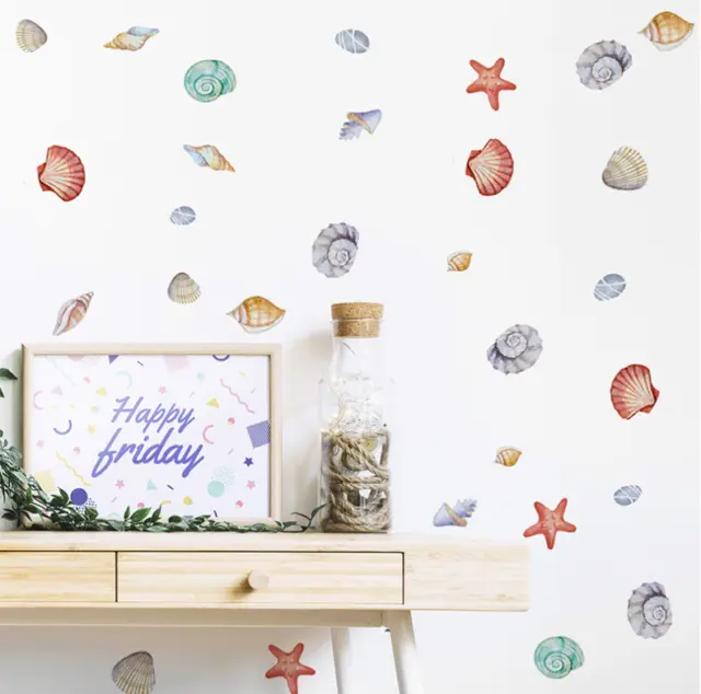 Seashell conch starfish Wall Stickers Decal Nursery Baby Decor removable