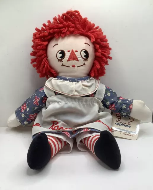 Raggedy Ann Embroidered 12" Plush Stuffed Doll by Applause 1986 Vintage With Tag