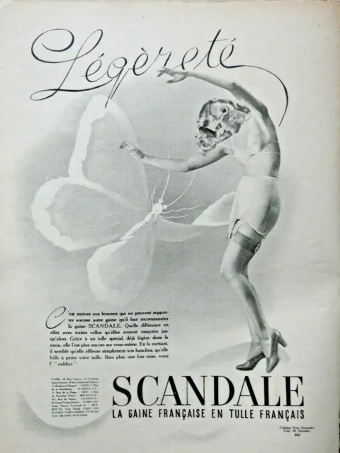 PUBLICITÉ DE PRESSE 1940 SCANDALE GAINE FRANÇAISE EN TULLE - Yves Alexandre