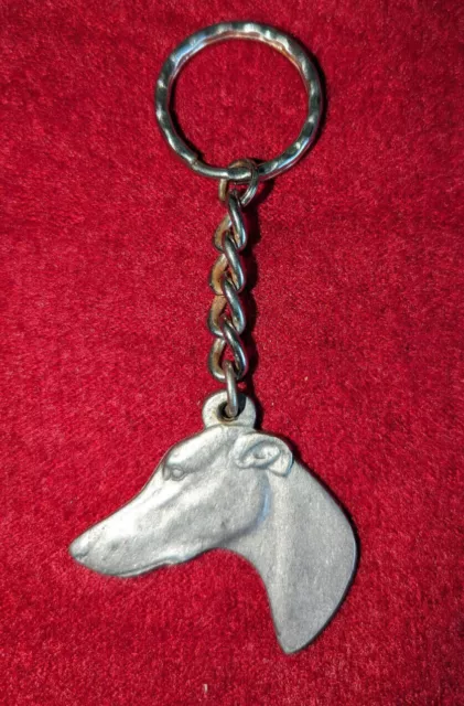 1982 I Love My Greyhound Rawcliffe Pewter P Davis Key Ring key Chain