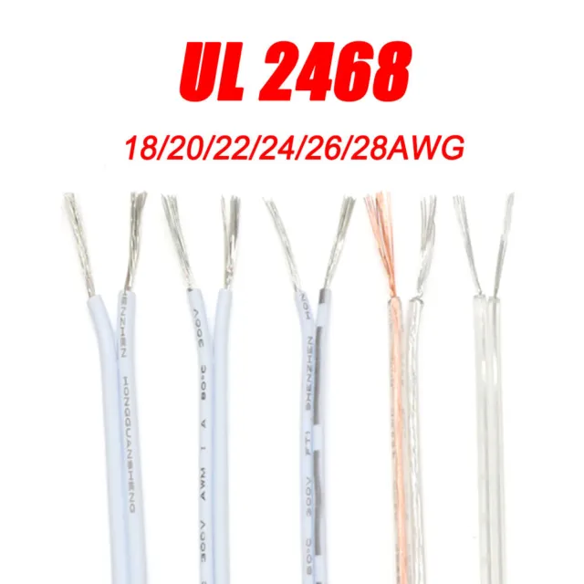 UL 2468 Flat Ribbon 2-Core Cable 18~28AWG Stranded Electronic Wire Many colour