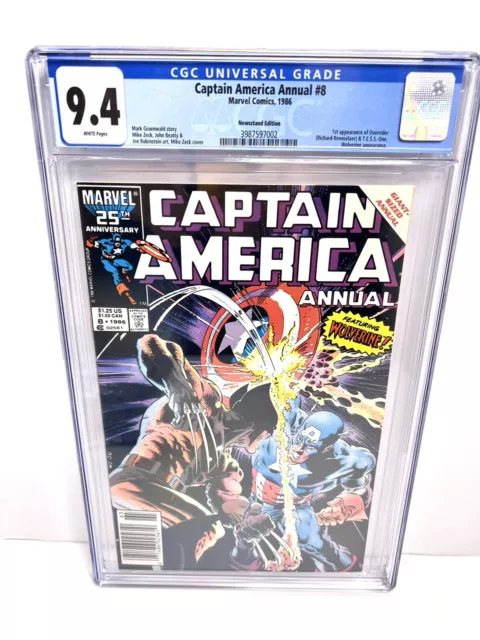 Captain America Annual #8 CGC 9.4 Newsstand Wolverine Battle Marvel Comics 1986