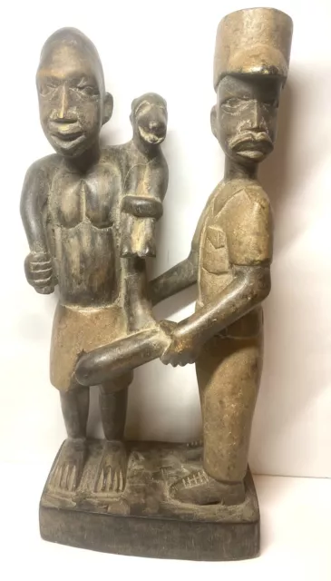 Vintage COLON FIGURE NIGERIA Carved Wood COLONIAL Officer African Statue