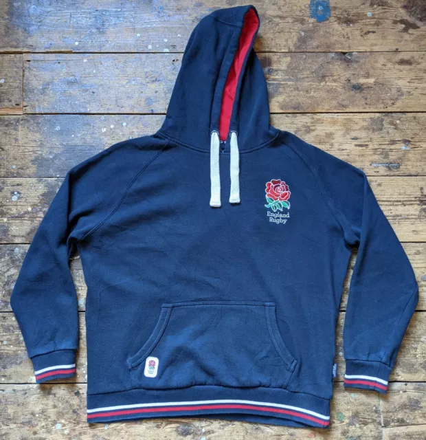 Felpa con cappuccio ufficiale blu navy blu navy tifosa england rugby RFU top Med