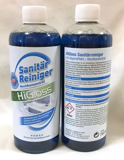 HiGloss Sanitärreiniger mit Abperleffekt - Hochkonzentrat - Ultrastark!!!