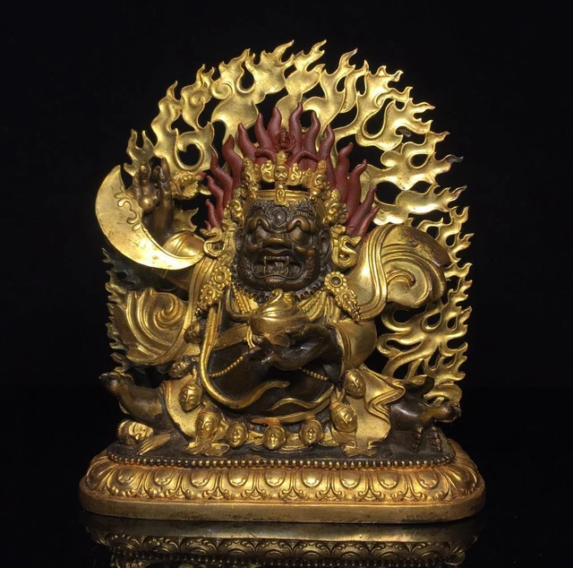 24CM Old Chinese Bronze Gilding Statue Buddha Q687