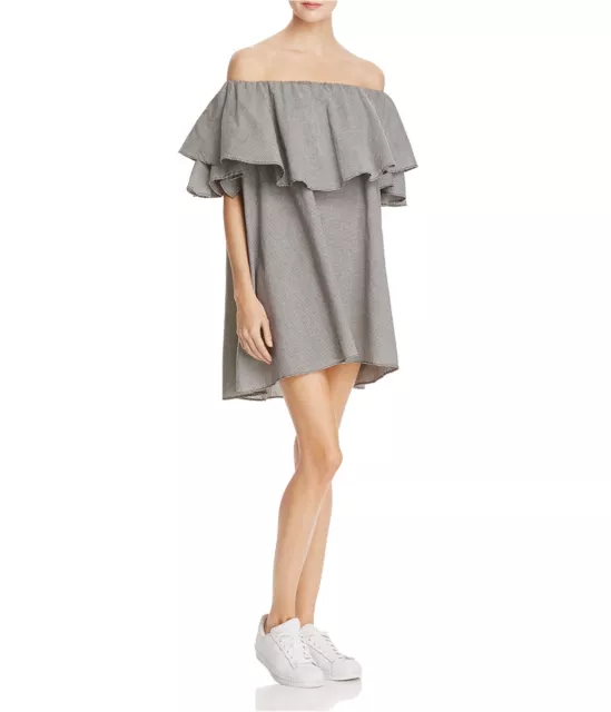 MLM Label Womens Ruffle Tunic Dress, Grey, X-Small