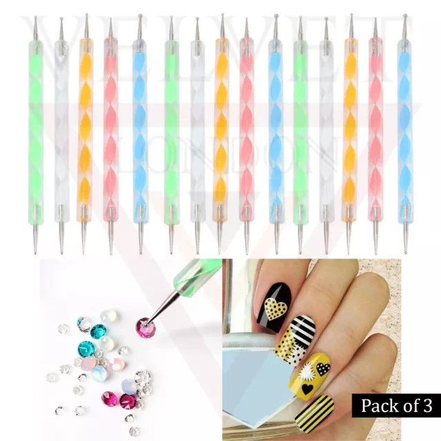 Arte en uñas herramientas de puntos kits de manicura marmoleado herramienta de pintura mandala 15 piezas