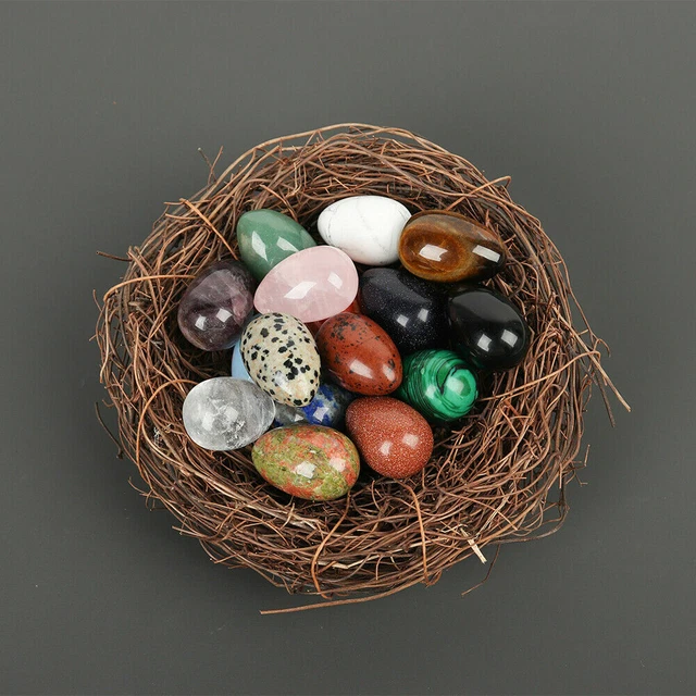 Natural Quartz Crystal Egg Gemstone Healing Exercise Palm Worry Reiki Stones