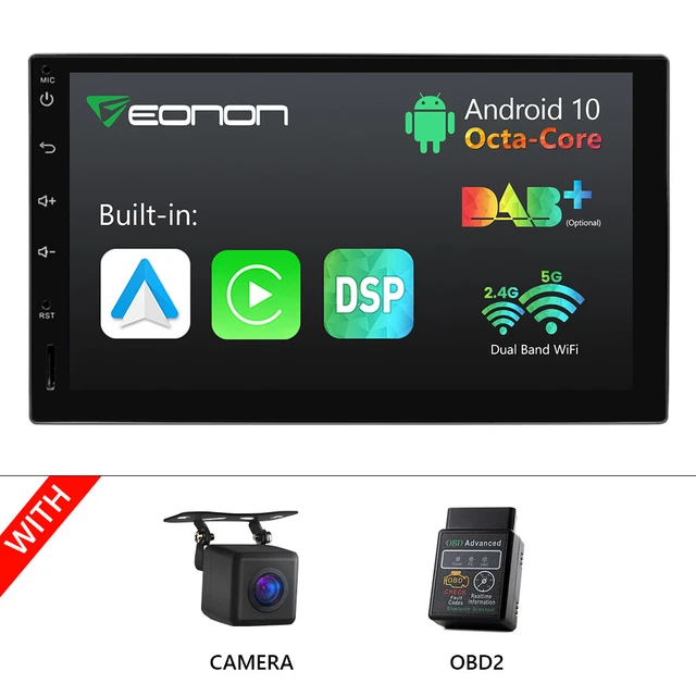 OBD+CAM+2DIN 7" Android 10 8-Core Car Play Radio Stereo Navi Head Unit Bluetooth