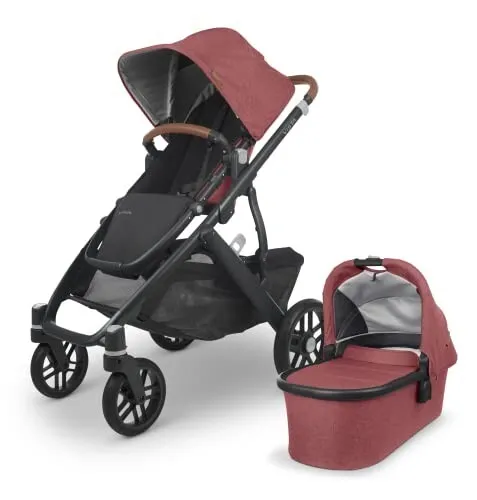 UPPAbaby Vista V2 Stroller Convertible Single-To-Double System Rosewood Melange