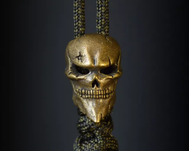 Paracord Lanyard Perles Bronze perle Couteau Lanyard Bead Charm - Joker Skull