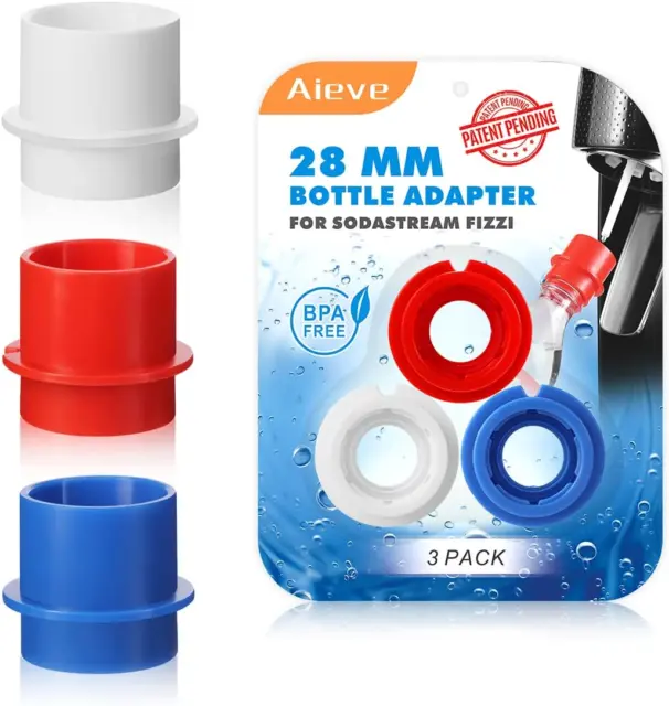 AIEVE Bottle Adapter Compatible with Sodastream Machine, 3 Pack 28 Mm Bubble Bot