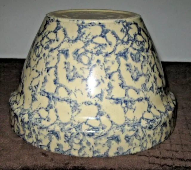 Robinson Ransbottom Pottery RRP Spongeware Blue Mixing Bowl 8" Roseville Ohio