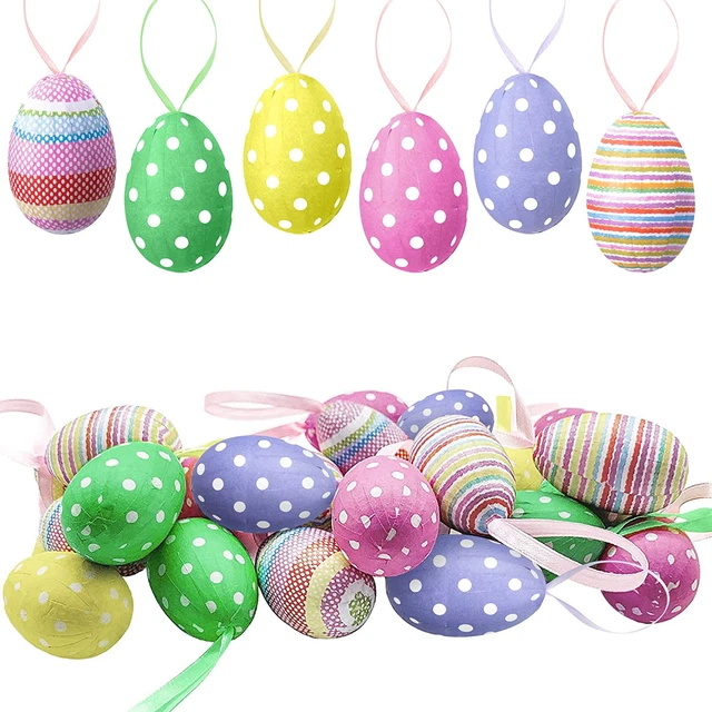 30PCS Easter Hanging Eggs-Colorful Paper Easter Egg-Easter Tree Ornaments for...