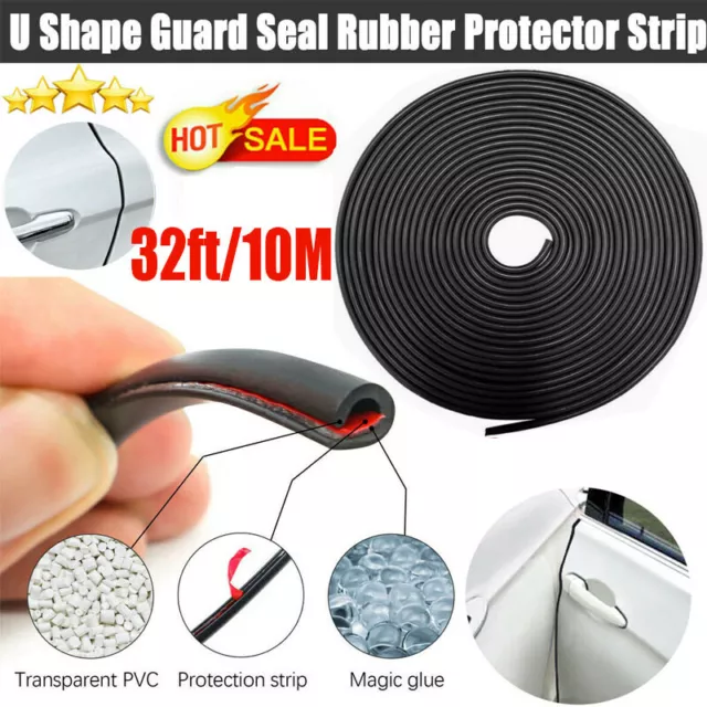 32 Feet Car Door Edge Moulding Trim Lock Guard Rubber Seal Protector Strip Black