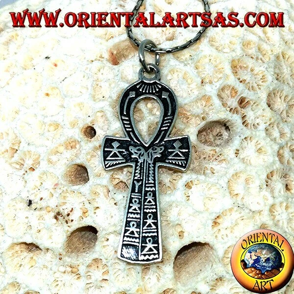 Ciondolo in argento 925 ‰ croce egizia ankh (chiave della