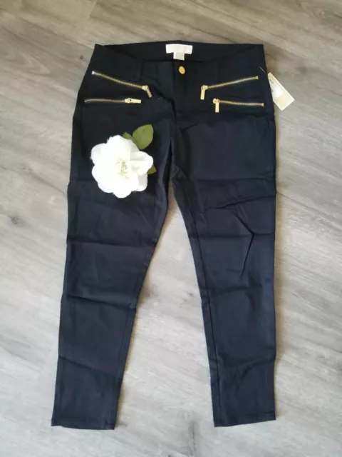 MICHAEL Michael Kors Double Zip-Pocket Black Skinny Jeans  SIZE 10P NWT!