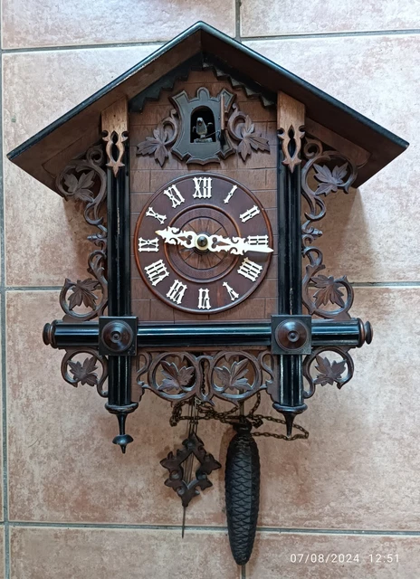 Coucou Ancien Forêt-Noire à Oiseau - Mécanique Regula - 5 Feuilles - État Correct