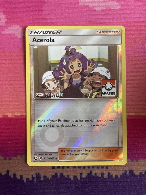 Pokemon Card Acerola Burning Shadows 2nd Place Pokemon League Promo 112a/147 NM