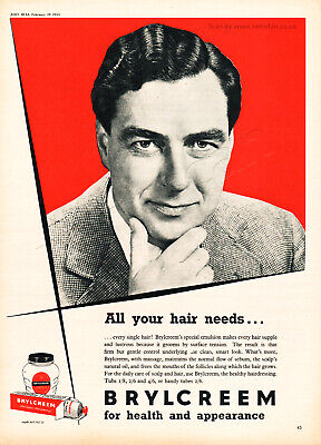 BRYLCREEM Pettine per capelli 2 Vecchia Pubblicità Vintage Stampa Retrò Styling Barbiere Uomo Poster 
