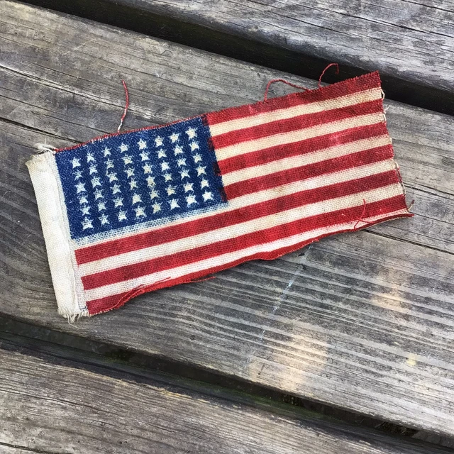 Small Vintage American Flag 6.25” x 3” Linen Type Material Fab For Bear Displays